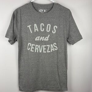 Crazy Dog T-Shirts Grey 'Tacos and Cervezas' Short Sleeve Tee men’s small